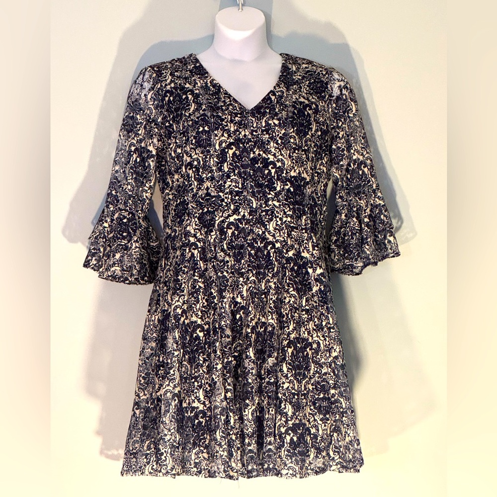 Lace Navy and Cream Women's Dress